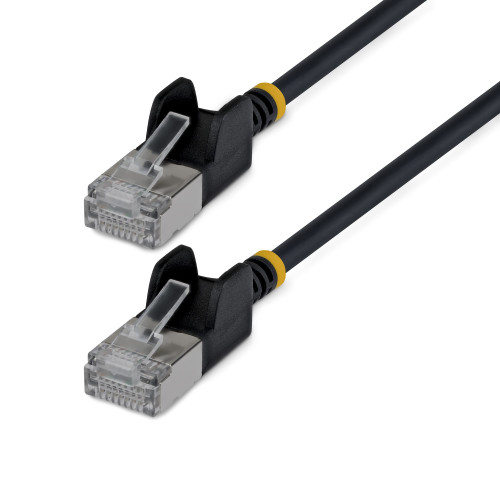 StarTech 10ft Black Ultra Slim Cat6A Ethernet Cable, Snagless, FTP, Pure Bare Copper Wire, 34AWG Slim RJ45 Network Patch Cord