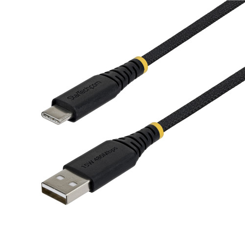 StarTech 10ft (3m) USB-A to USB-C Fast Charging Cable, 15W 3A, Dual-Layer Braided Nylon/TPE Jacket, Durable USB-A to Type C Charger Cord, USB A to USB C Cable