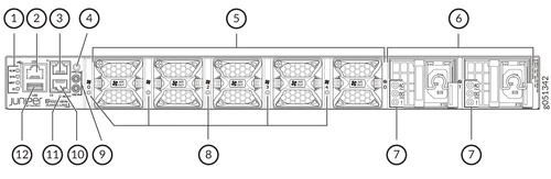 Juniper QFX5120-48YM Switch with MACsec - 48 x 1/10/25GbE SFP28 and 8 x 40/100GbE QSFP28, DC - QFX5120-48YM-DC-AFI