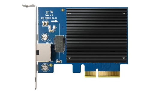 QNAP Single-port (10Gbase-T) 10GbE network expansion card, PCIe Gen3 x2, Low-profile bracket pre-loaded, Low-profile flat and Full-height bracksts are bundled - QXG-10G1TD