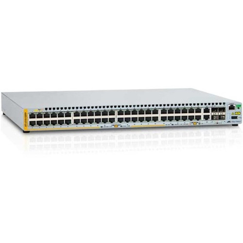 Allied Telesis L2+ managed stackable switch, 48 POE+ ports 10/100Mbps, 2-port SFP/Copper combo port, 2 dedicated stack slots, 1 Fixed AC Power Supply US Power Cord - AT-X310-50FP-10