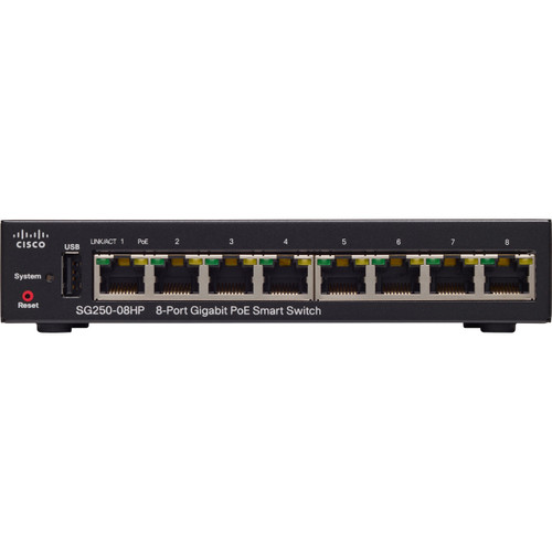 Cisco SG250-08HP 8-Port Gigabit PoE Smart Switch REFURBISHED CON-3SNT-SG25008E - Service