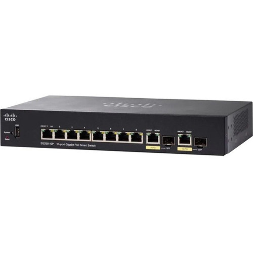 Cisco SG250-10P 10-port Gigabit PoE Switch REMANUFACTURED CON-SNC-SG2501AU (SERVICE ONLY)