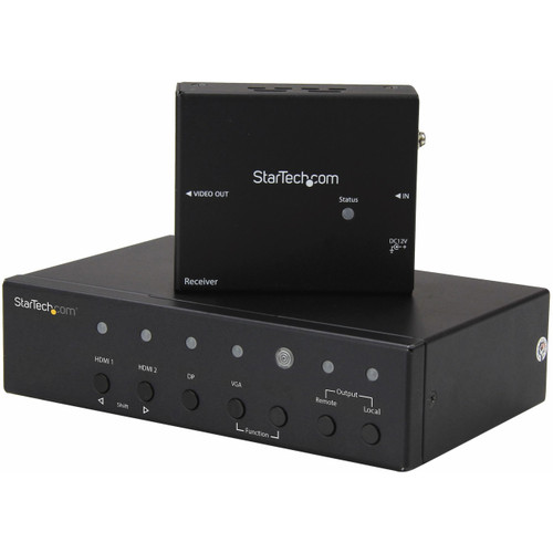 StarTech Multi-Input Hdbaset Extender with Built-In Switch - Displayport, VGA and HDMI over Cat5 or Cat6 - Up to 4K - STDHVHDBT