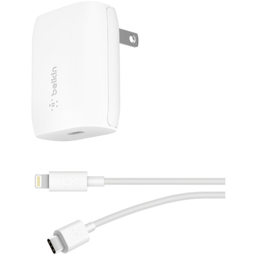 Belkin Boost Charge USB-C Wall Charger 18W + USB-C to Lightning Cable - F7U096DQ04-WHT