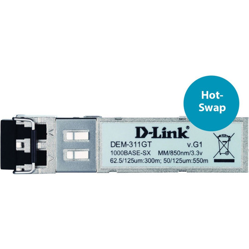 D-Link 1000BASE-SX Multimode SFP Optical Transceiver, 0 to 70C - DEM-311GT