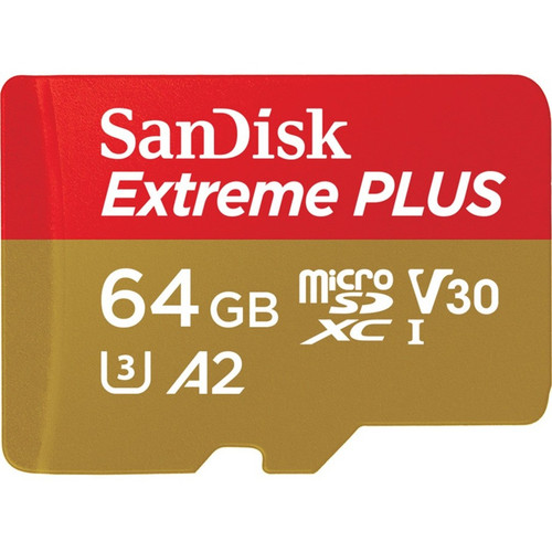 SanDisk Extreme Plus microSDXC Memory Card, 64GB, C10, UHS, U3, V3C10, UHS, U3, V3 - SDSQXBZ-064G-ANCMA
