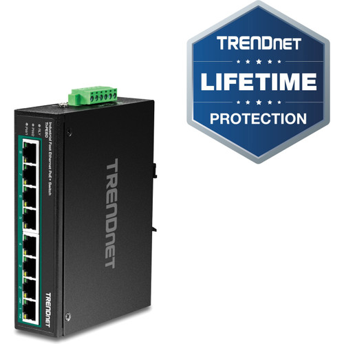 Trendnet Industrial Fast Ethernet PoE+ Din-Rail Switches Feature A Rugged Ip30 Rated Metal Enclosure - TI-PE80