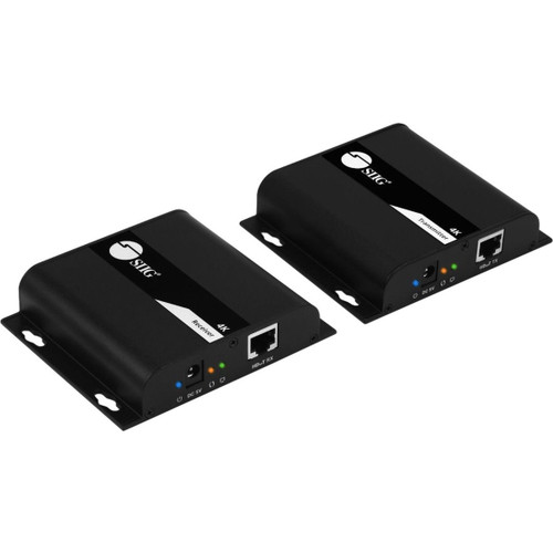 SIIG 4K HDMI Extender, Extends 4K30Hz Video Output Up To 394Ft (120M) Via Cat6 Cable, IR Control, Reset Button, Stereo Audio, Hdbitt One To One/One To Many, Metal Housing, Work For IP Network Switchs - CE-H25D11-S1