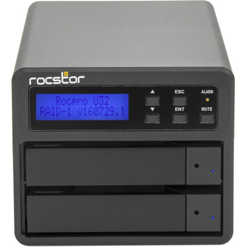 Rocstor Rocpro U32 - No Drives -  2-Bay Enclosure - RAID 0, 1 & JBOD - (1) USB 3.0 , (1) eSATA 6G - 2.5IN/ 3.5IN Hot Swappable Drive - Mac & WIn - Black - - GP41XX-01