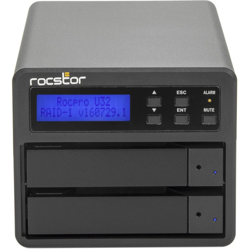 Rocstor Rocpro U32 - 24TB - 7200 rpm - 2-Bay Enclosure - RAID 0, 1 & JBOD - (1) USB 3.0 , (1) eSATA 6G - 2.5IN/ 3.5IN Hot Swappable Drive - Mac & WIn - Black - - GP4105-01