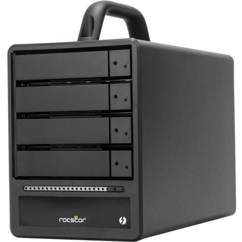 Rocstor Rocpro T33 - 4TB - SSD -4-Bay Enclosure -RAID 0 & JBOD - (2) Tunderbolt 3, (1) Mini DisplayPort - 2.5IN/ 3.5IN Hot Swappable Drive - Mac & WIN - Black - - GP4016-01