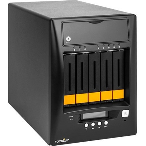 Rocstor Enteroc N57 - No DrivesTB -   - Enteroc N57 Business NAS Storage Server  -  Intel i7-7700 3.6GHz QC - 8GB RAM - 5x Bay Tower - Hot-swappable  - RAID 0,1,5,10 & JBOD  - 4x USB 3.0, 2x USB 2.0 - 2x Gigabit  RJ45 - D751XX-01