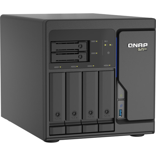 Qnap 6-Bay QuTS hero NAS, Xeon D-1602 2.5GHz, 8GB ECC RAM, 4 x 2.5GbE, PCIe Expansion slot x2, built-in M.2 NVMe Gen3 x4 port x2 - TS-H686-D1602-8G-US