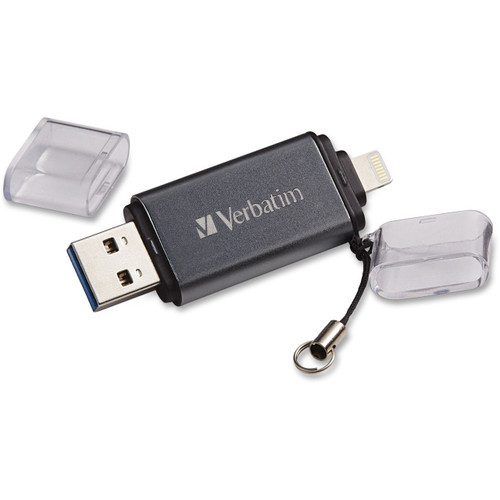 Verbatim iStore 'n' Go Dual USB Flash Drive, Apple Lightning, 64Gb, USB 3.0, Graphite - 49301