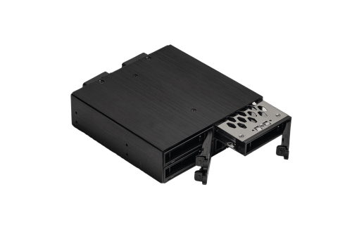 CRU-DataPort RJ24S; Fits in 5.25in PC bay; up to 4 2.5in SATA or SAS drives in durable removable carriers; 4 SAS/SATA 6G host connections; dual fans; Black; carriers included - 6720-6506-0500