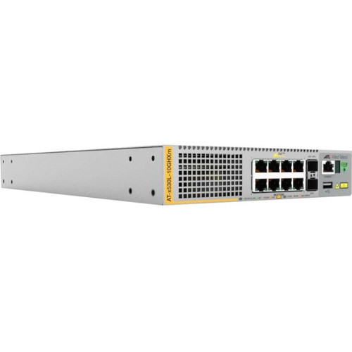 Allied Telesis L3 Stackable Switch, 8x 100M/1/2.5/5G PoE++, 2x SFP+ ports and a single fixed Power Supply, US Power Cord.. - AT-X530L-10GHXM-10