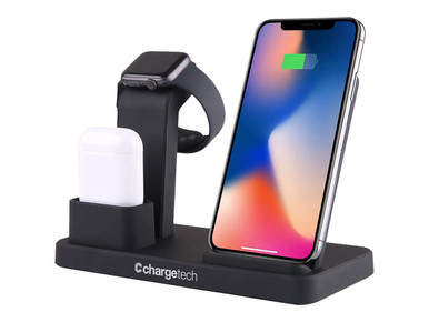 ChargeTech 3 in 1 Wireless Charger - Wireless Charging Stand + AC Power ...