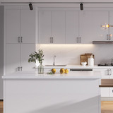 Modern matte white flatpack cabinet door in a sleek slab profile for contemporary Australian kitchen and laundry renovations.