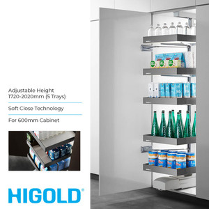 Higold Shearer Galaxy Pull Out Pantry Unit with 5 Trays for 600mm Kitchen Cabinets - Renovator Store Australia