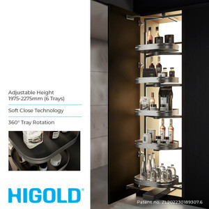 Higold Shearer Tourbillon 360 Degree Tray Swivel Pantry Unit for 600mm Kitchen Cabinet Storage - Renovator Store Australia