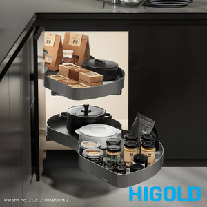 Higold Shearer PRO Swing Out Right Opening Kitchen Corner Storage with Matte Grey Trays for 900mm Blind Cupboard in Australia