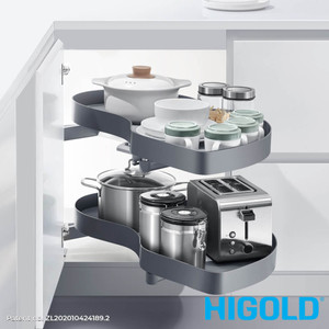 Higold Shearer PRO Swing Out Right Opening Kitchen Corner Storage for 900mm Blind Cabinets in Matte Grey, Australia.