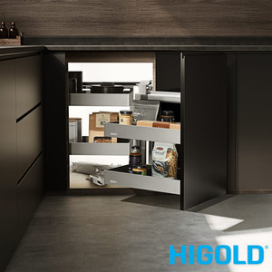 HIGOLD Shearer PRO Magic Corner Right Opening Pull Out Kitchen Storage for 900mm Blind Corner Cabinets, Available at Renovator Store Australia
