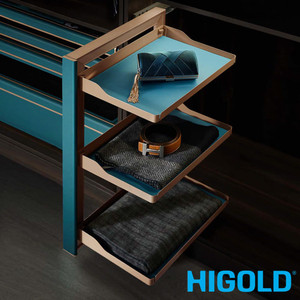 Higold B Series Teal 3-Tier Slide Out Wardrobe Organiser Left Side Mount for Shoes and Bags Australia