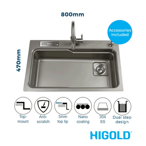 Higold-Belle-Luxe-2-Pvd-Grey-Single-Bowl-Workstation-Kitchen-Sink