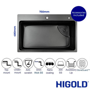 Higold-Workstation-Kitchen-Sink-Black-Stainless-Steel-Corner-Drain