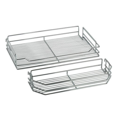 Large and small stainless steel wire baskets for open-out kitchen pantry storage, Renovator Store Australia.