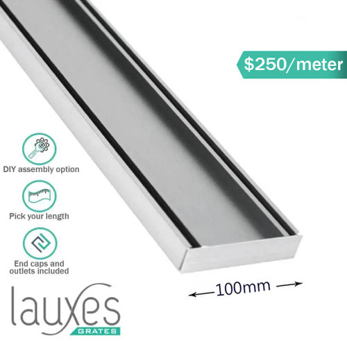 Modern Lauxes Aluminium Silver Slimline Tile Insert Shower Grate STI21 for Australian Bathroom Drainage Solutions