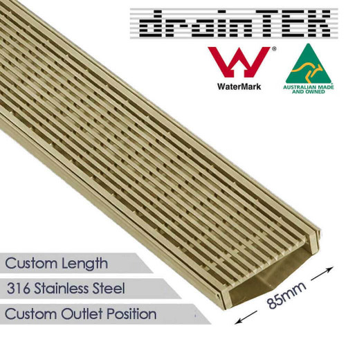 Modern DrainTEK Wedge Wire Stainless Steel Linear Shower Grate for Contemporary Australian Bathrooms