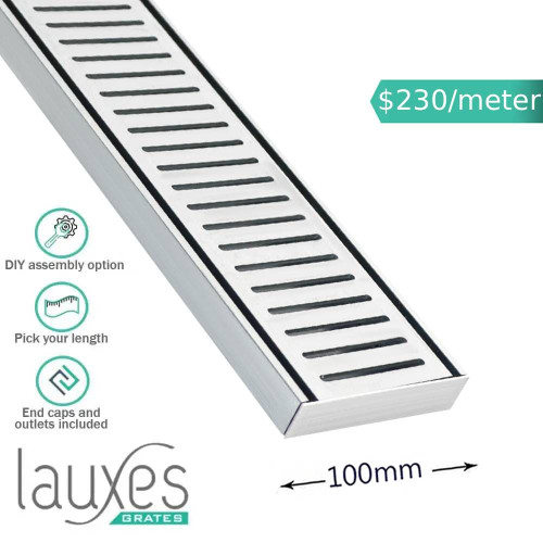 Lauxes NXT21 Silk Silver Aluminium Linear Shower Grate for Modern Australian Bathrooms