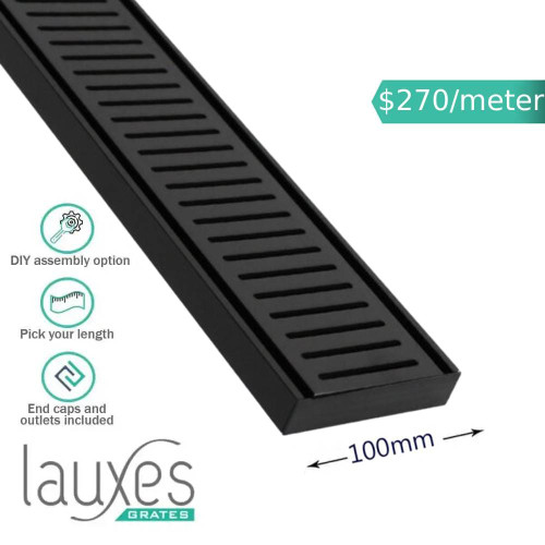 Lauxes NeXT Generation NXT21 Midnight Black Aluminium Linear Shower Grate for Modern Australian Bathrooms