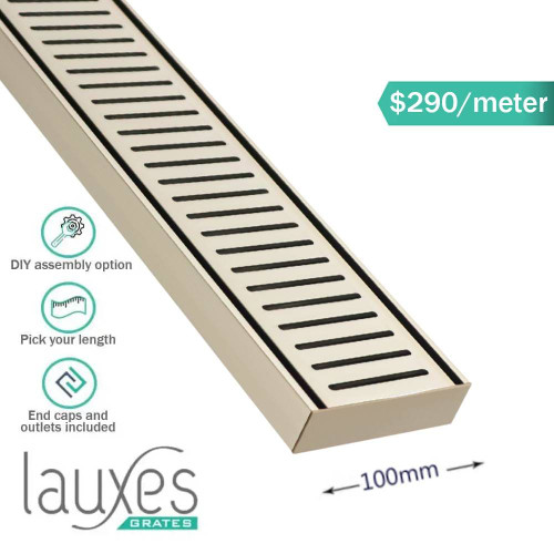 Lauxes Brushed Nickel Anodized Aluminium NeXT Generation Linear Shower Grate