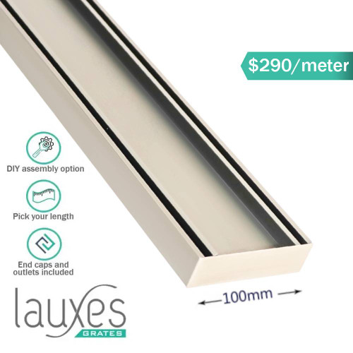 Modern Brushed Nickel Lauxes Slimline Tile Insert Aluminium Shower Grate for Contemporary Australian Bathrooms