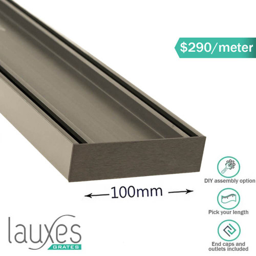 Modern Brushed Nickel Lauxes Slimline Tile Insert Aluminium Shower Grate for Contemporary Australian Bathrooms