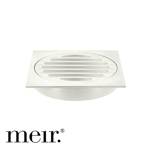 Meir Brushed Nickel Square Tile Insert Shower Floor Waste for Modern Australian Bathrooms