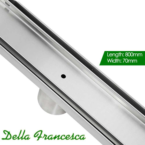 Modern 800mm Stainless Steel Tile Insert Linear Shower Grate with Centre Outlet for Australian Bathrooms