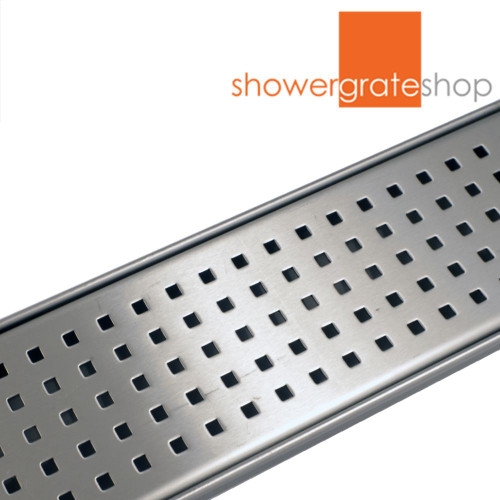 Modern Stainless Steel Metric Square Hole Linear Shower Grate for Contemporary Australian Bathrooms