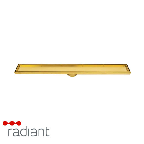 Modern Radiant 800mm Brushed Gold Tile Insert Linear Shower Grate for Contemporary Australian Bathrooms