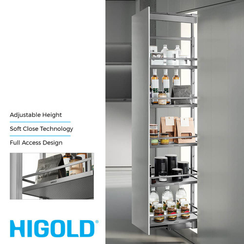 Higold Diamond PRO Pull Out Pantry Unit with Soft Close for Modern Kitchen Storage Australia