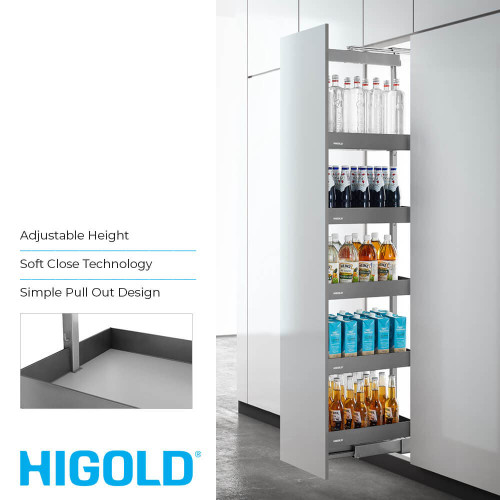 Higold Shearer Series Pull Out Kitchen Pantry Unit with Adjustable Height and Soft Close Baskets - Renovator Store Australia