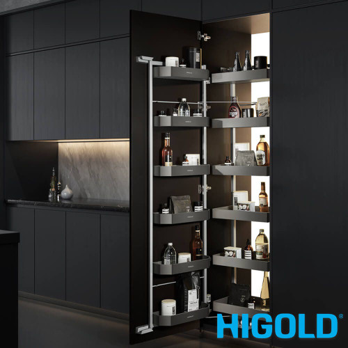 Higold Shearer PRO Open Out Tandem Pantry Unit with Soft Close for Modern Kitchen Cabinets - Renovator Store Australia