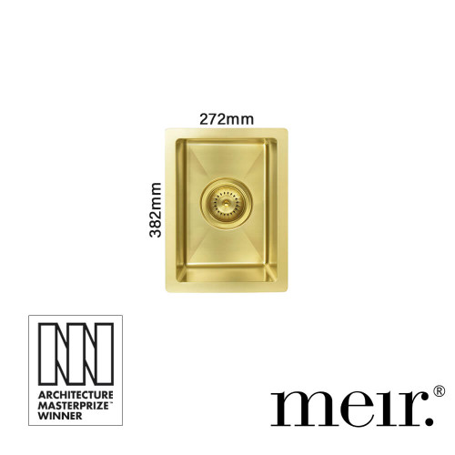 Meir Lavello Single Half Bowl Brushed Gold PVD Kitchen Sink for Modern Australian Homes