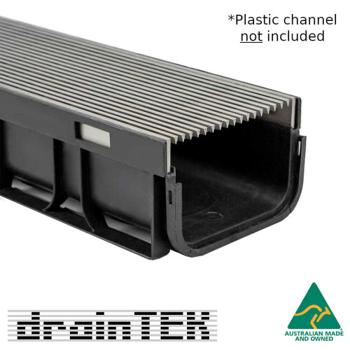 Outdoor wedge wire stainless steel drain grate insert for Reln plastic channels, Renovator Store Australia.