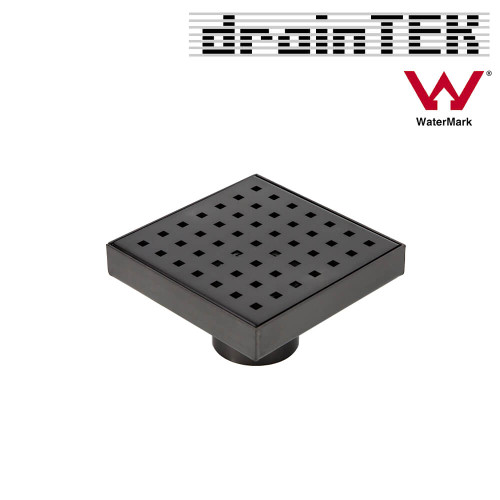 DrainTEK stainless steel tile insert square floor waste drain for modern Australian bathrooms and showers.