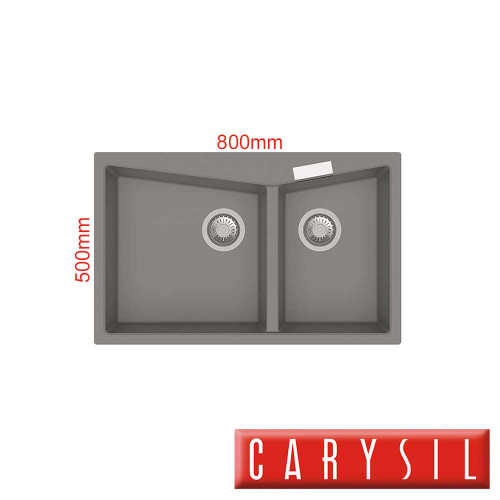 Carysil CGDB Concrete Grey Double Bowl Granite Kitchen Sink for modern Australian homes